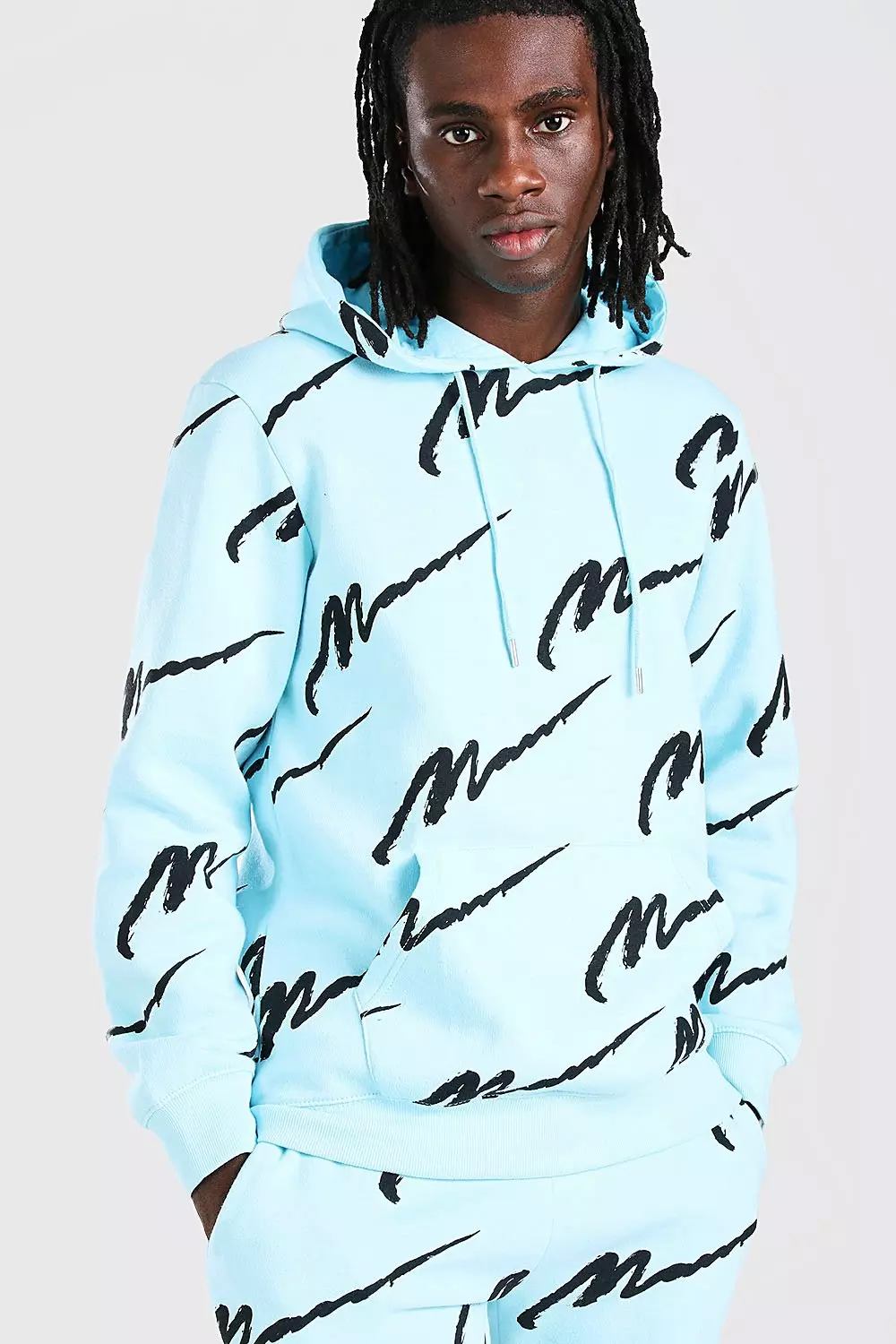 Boohooman all outlet over print hoodie